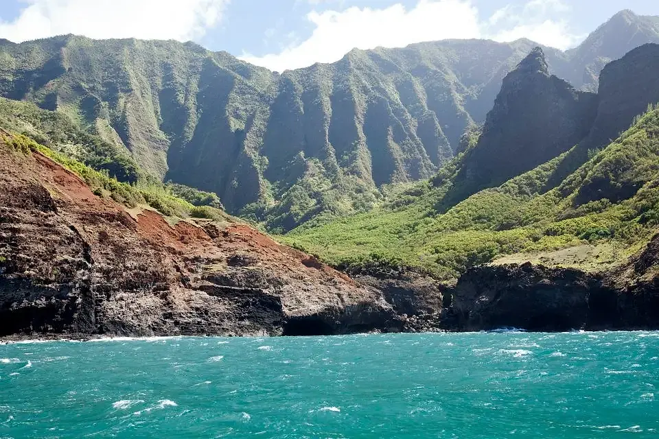 Nā Pali Coast sea cliffs rising from the ocean