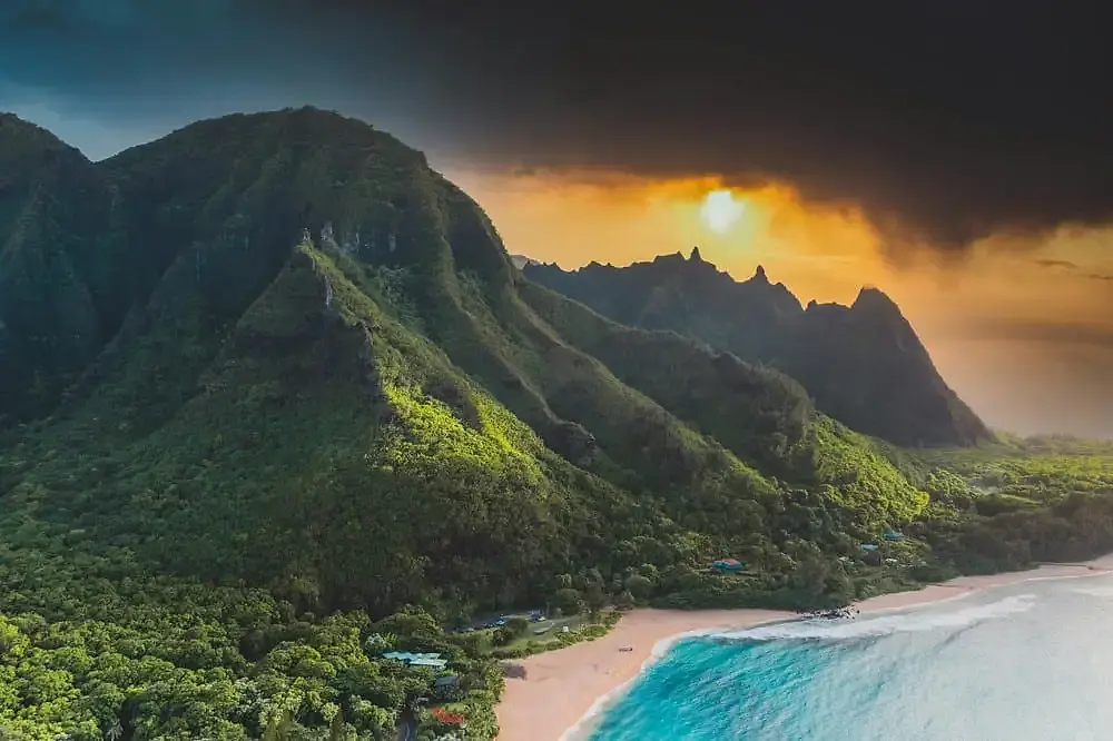Sunset glow along the Nā Pali Coast